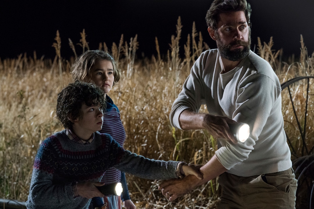 This image released by Paramount Pictures shows Noah Jupe, from left, Millicent Simmonds and John Krasinski in a scene from "A Quiet Place." With just a $17 million budget, John Krasinski’s horror hit grossed $340.7 million worldwide. It was the biggest original hit of a year typically dominated by sequels, superheroes and reboots. Of course, “A Quiet Place” will get its own sequel, slated for release in 2020. (Jonny Cournoyer/Paramount Pictures via AP)