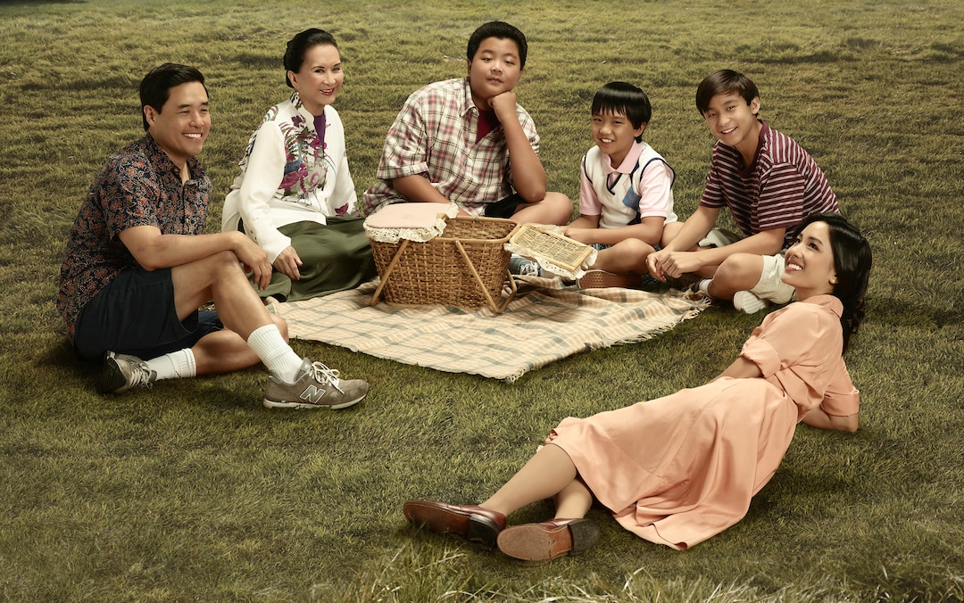 (Photo courtesy Bob D'Amico/ABC) Randall Park as Louis Huang, Lucille Soong as Grandma Huang, Hudson Yang as Eddie Huang, Ian Chen as Evan Huang, Forrest Wheeler as Emery Huang and Constance Wu as Jessica Huang in “Fresh Off the Boat.”