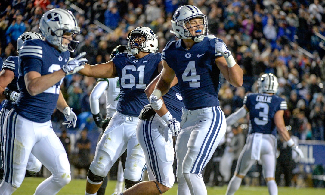 Leah Hogsten  |  The Salt Lake Tribune  as Brigham Young University hosts Hawaii at Lavell Edwards Stadium in Provo, Saturday Oct. 13, 2018. 