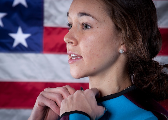 United States Olympic Winter Games ski Jumper Sarah Hendrickson poses for a portrait at the 2013 Team USA Media Summit on Monday, October 1, 2013 in Park City, UT. (AP Photo/Carlo Allegri)