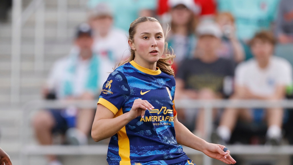 Utah Royals defender Kate Del Fava, shown during a game last season, scored the opening goal in Utah's 4-1 win over the North Carolina Courage on Saturday, July 25, 2026. (AP Photo/Colin E. Braley)
