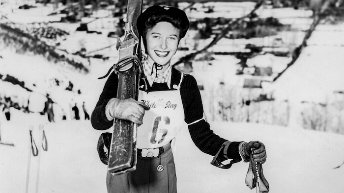 (Utah Ski Archives) Suzy Harris Rytting, the 1948 national downhill slalom combined champion, prepares to race for the Harriman Cup at Sun Valley, Idaho in 1949. Rytting was a member of the first USA women's team recognized by FIS and was named to the 1952 Olympics. She was removed from the team weeks before the Games after discovering she was pregnant. Rytting died Feb. 28, 2022 at the age of 92.
