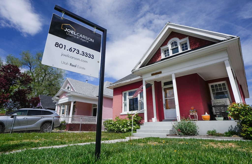 (Francisco Kjolseth | The Salt Lake Tribune) A home for sale at 535 E. 800 South in Salt Lake City is pictured on Wednesday, April 15, 2026.