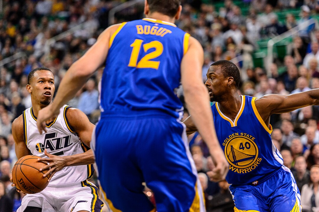 Trent Nelson  |  The Salt Lake TribuneUtah Jazz guard Rodney Hood (5) as the Utah Jazz host the Golden State Warriors in Salt Lake City, Wednesday March 30, 2016.