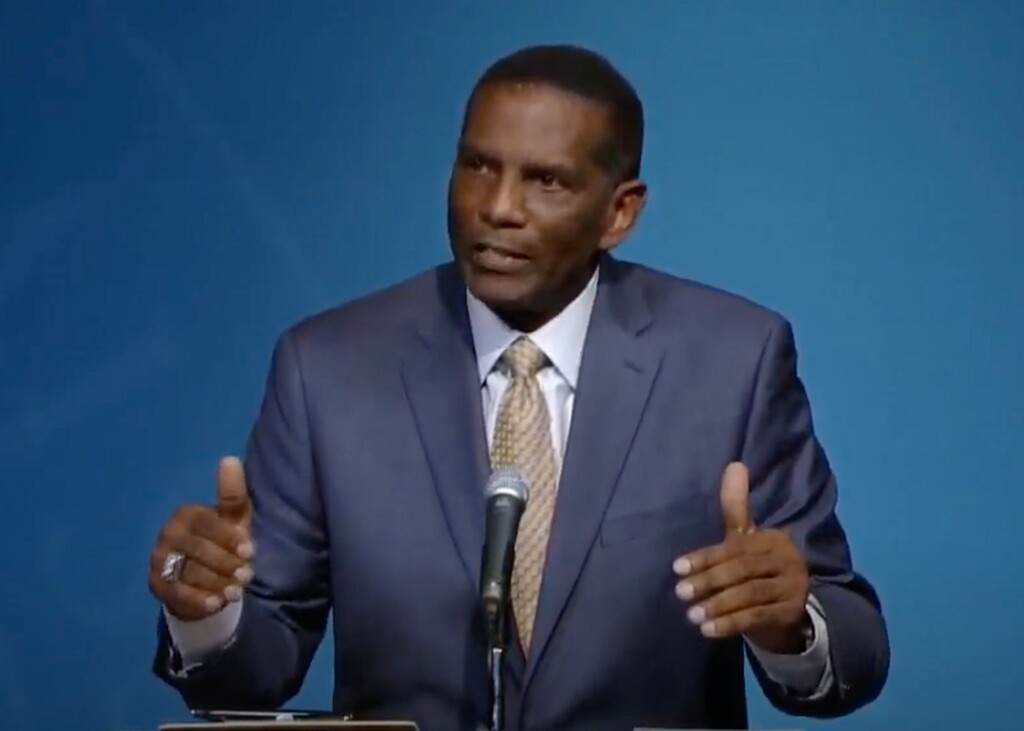 (Screenshot via Utah Debate Commission) Burgess Owens participates in a Republican primary debate for the 4th Congressional District at the University of Utah, Monday, June 1, 2020.