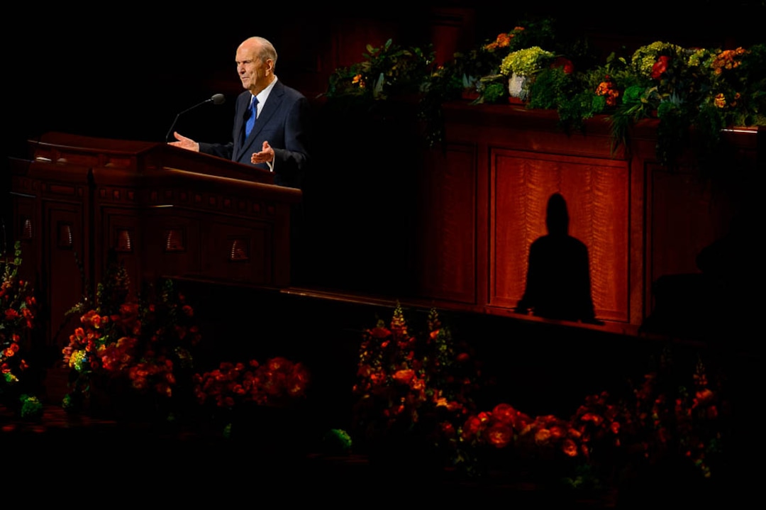 (Trent Nelson  |  The Salt Lake Tribune)  President Russell M. Nelson speaks during the morning session of the189th Annual General Conference of The Church of Jesus Christ of Latter-day Saints in Salt Lake City on Sunday April 7, 2019.