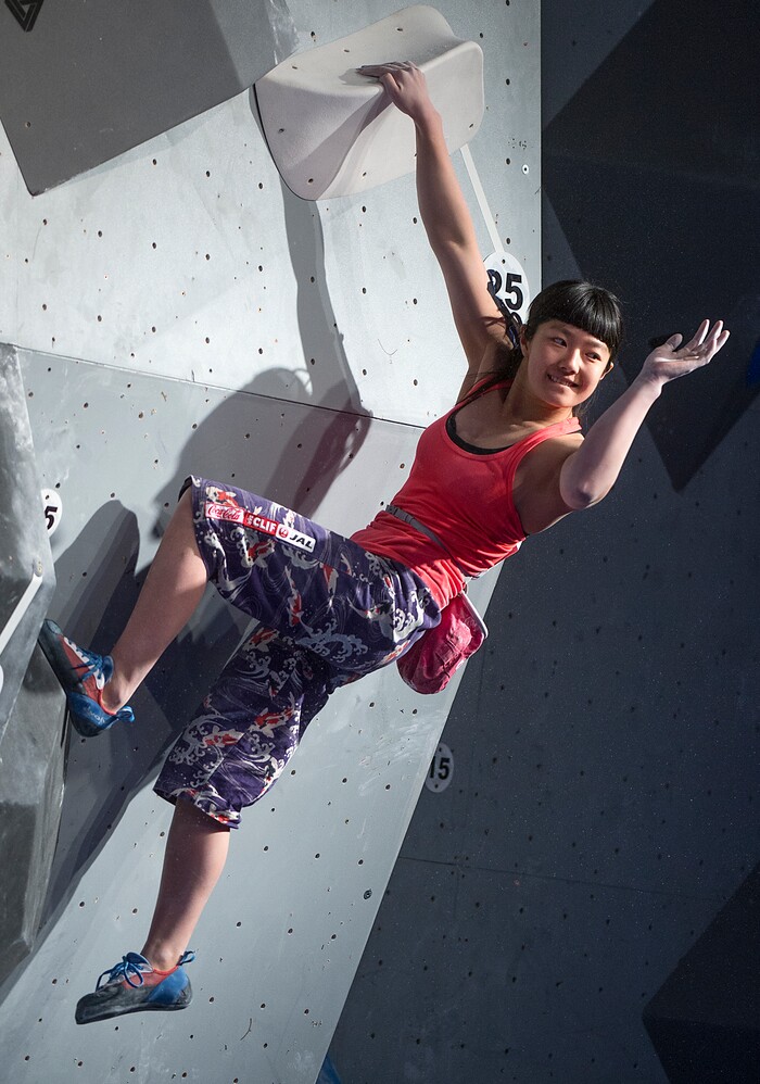 (Leah Hogsten  |  The Salt Lake Tribune) Ashima Shiraishi took second place during USA Climbing's Bouldering Open National Championships at the Salt Palace Convention Center, Saturday, February 3, 2018 in Salt Lake City, UT. 

. 