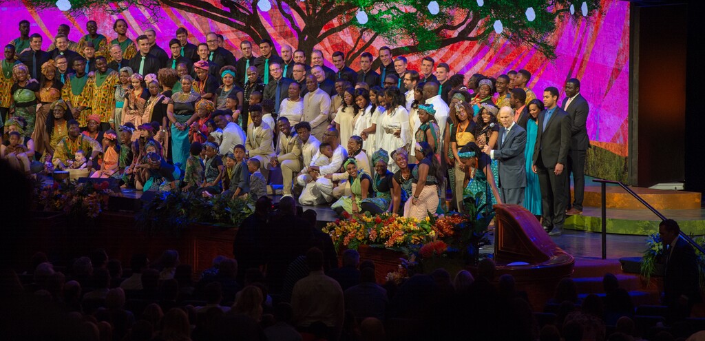 (Rachel Molenda | The Salt Lake Tribune) President Russell M. Nelson addresses the crowd at the 2018 "Be One," an event to celebrate the 40th anniversary of the 1978 change that allowed Black men and boys to hold the priesthood and Black women and girls to enter Latter-day Saint temples. More and more Latter-day Saints are calling on the church to apologize for the now-discarded racist policy.