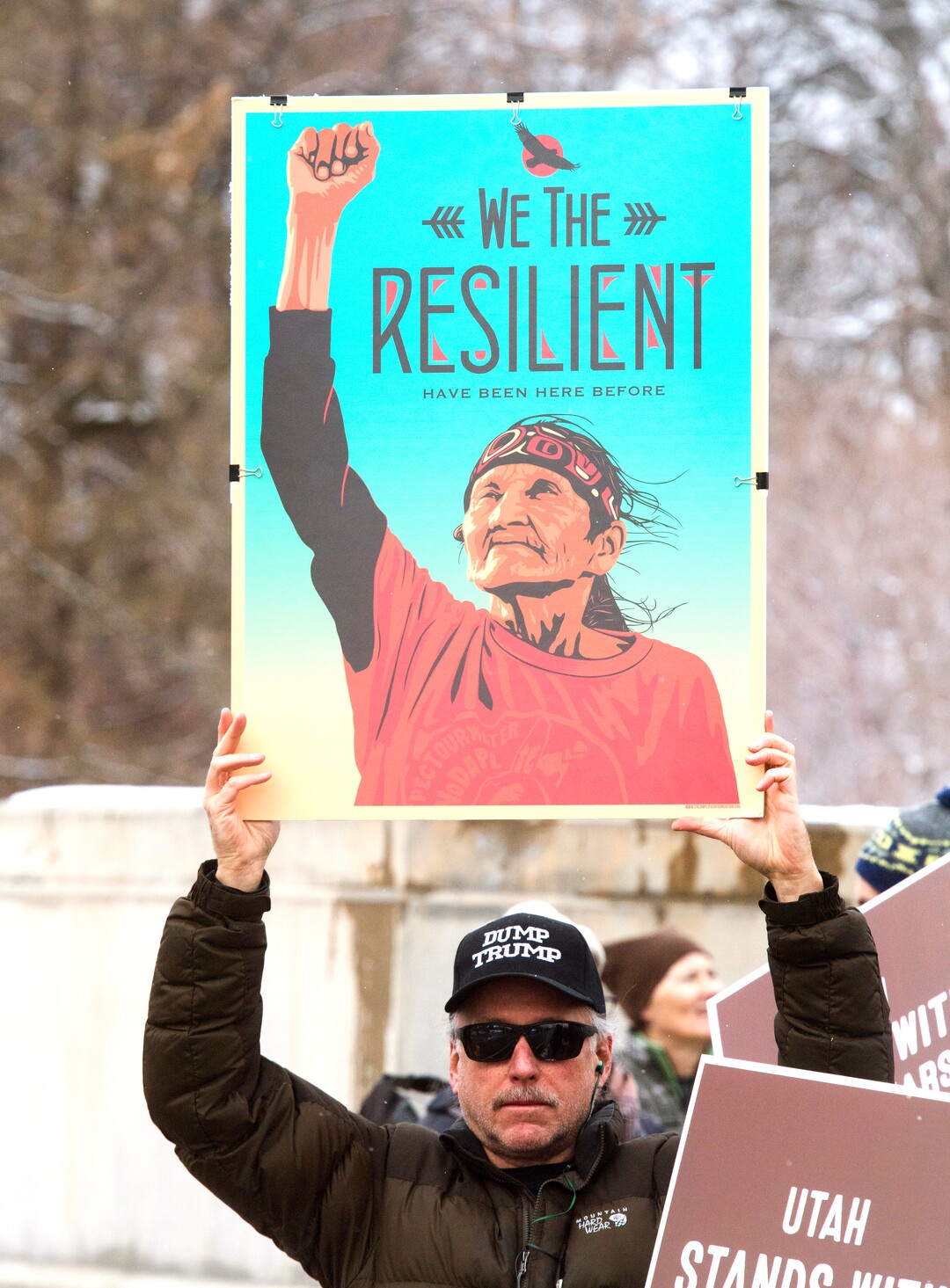 (Rick Egan  |  The Salt Lake Tribune)  Dave Jones protests President Trump's visit to Utah to shrink the Bears Ears monument in front of the Utah State Capitol Building, Monday, December 4, 2017.