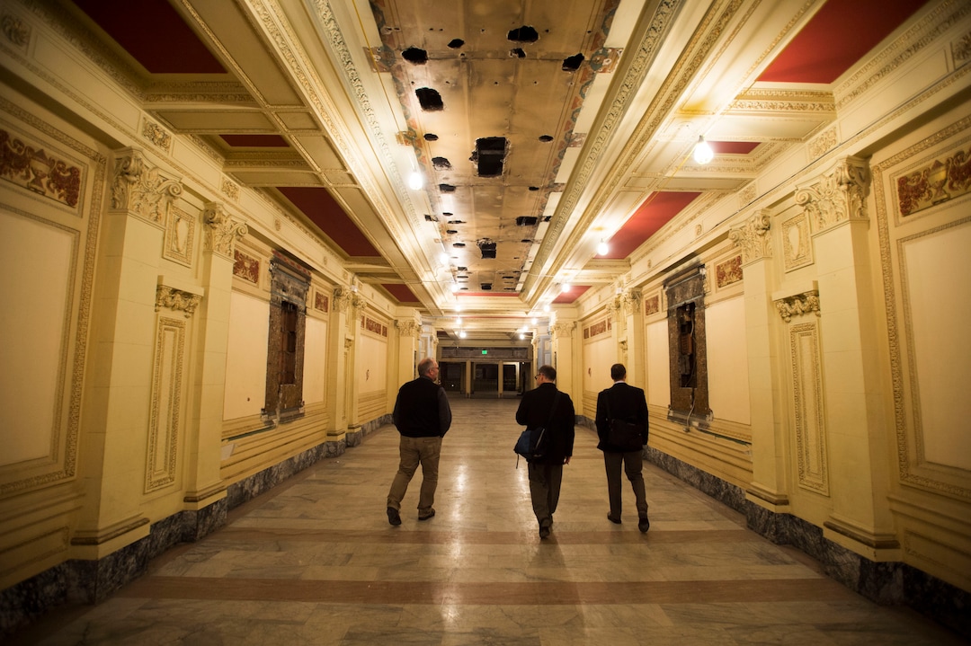 (Steve Griffin  |  Tribune file photo) The long entryway to the interior of Utah Theater, as seen in Dec. 2015..