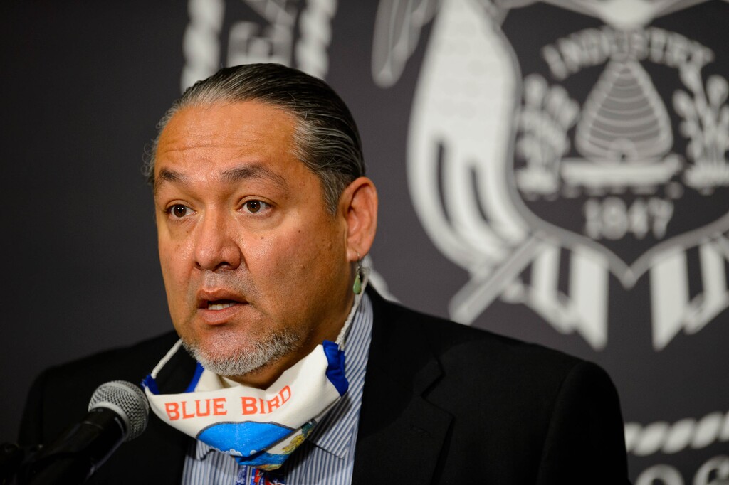 (Trent Nelson  |  The Salt Lake Tribune) Dustin Jansen, director for the Utah Division of Indian Affairs, speaks at a news conference in Salt Lake City on Thursday, May 28, 2020.