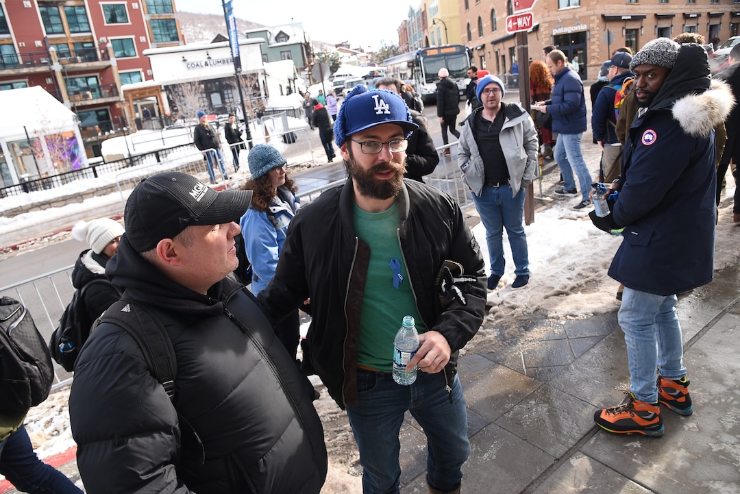 (Francisco Kjolseth  |  The Salt Lake Tribune)  Actor Martin Starr joins the scene along Main Street in Park City as the Sundance Film Festival kicks into high gear Friday, Jan. 25, 2019, with fans hoping to snap a selfie with a celebrity, autograph seekers, paparazzi and locals.