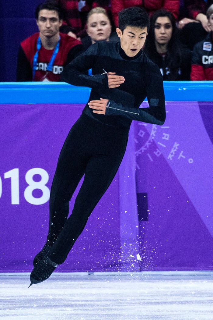 (Chris Detrick  |  The Salt Lake Tribune)  Salt Lake City's Nathan Chen competes in the Men's Single Skating Short Program for the Team Event at the Gangneung Ice Arena Friday, February 9, 2018.  Chen got fourth place with a score of 80.61.