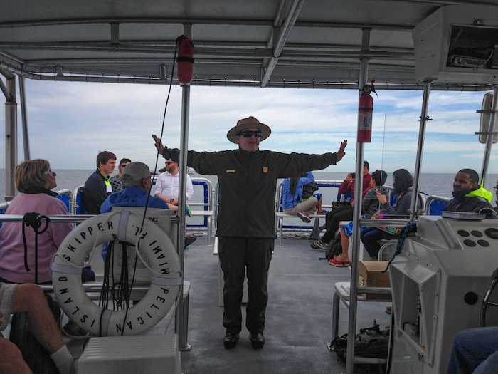 Erin Alberty  |  The Salt Lake TribuneBiscayne National Park ranger Liz Strom describes ancient savannas beneath the sea Jan. 29, 2016 during the park's first ranger-led boat tour in two years. 