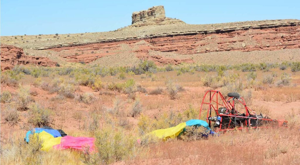 (Photo courtesy of Emery County Sheriff's Office) An Idaho man was killed when his powered parachute crashed at the San Rafael Swell on Saturday, Oct. 5, 2019.