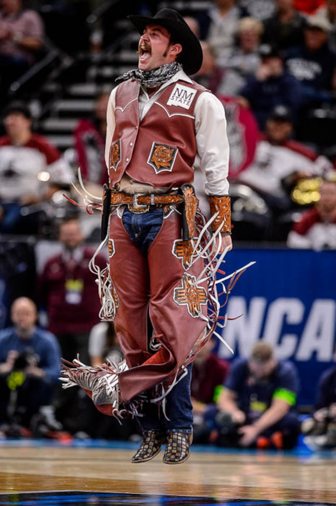 (Trent Nelson | The Salt Lake Tribune)  New Mexico State's mascot, as Auburn faces New Mexico State in the 2019 NCAA Tournament in Salt Lake City on Thursday March 21, 2019.