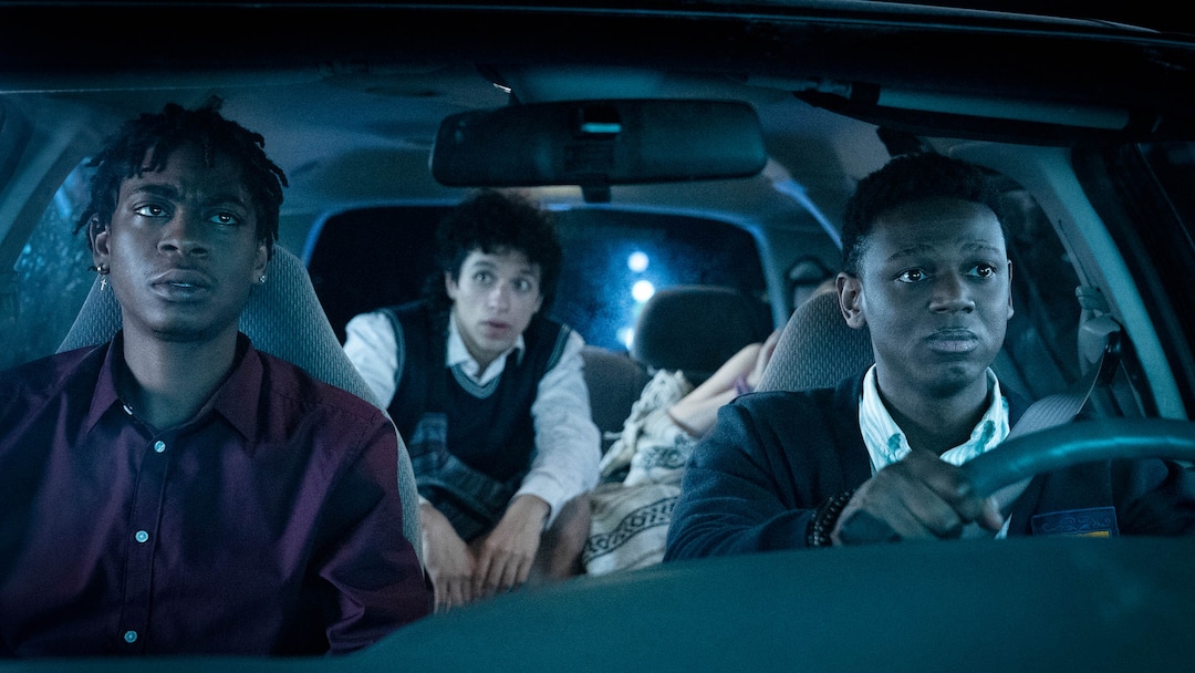 (Sundance Institute) RJ Cyler, Sebastian Chacon and Donald Elise Watkins, from left, are friends who weigh the pros and cons of calling the cops, in "Emergency," directed by Carey Williams, an official selection of the U.S. Dramatic competition at the 2022 Sundance Film Festival.