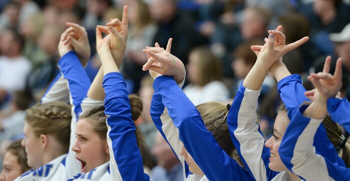 (Leah Hogsten  |  The Salt Lake Tribune) Fremont's bench supports the foul shot. Fremont faces Westlake in their semifinal game of the 6A High School Girls' Basketball Tournament at SLCC in Taylorsville, Friday, Feb. 23, 2018. 