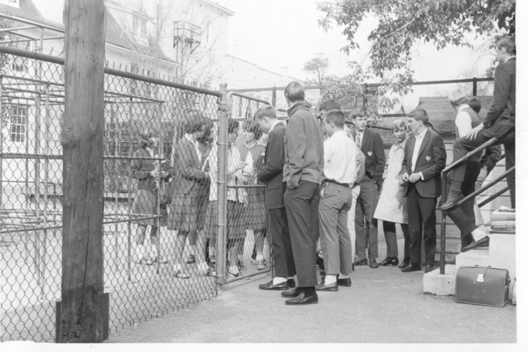 (Courtesy of Rowland Hall)  The fence between St. Mark's Grammar School and Rowland Hall, circa 1960s.