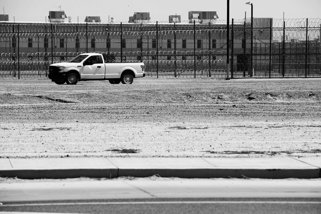 (Gabriella Angotti-Jones | The New York Times) The CoreCivic detention center in Eloy, Ariz.