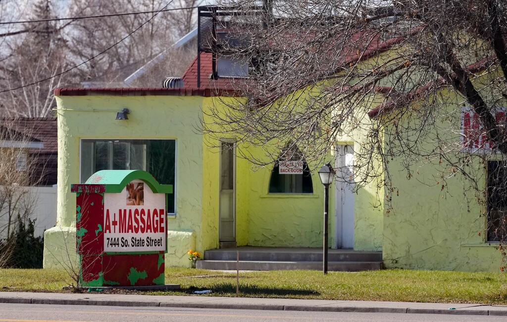 (Francisco Kjolseth | The Salt Lake Tribune) Midvale massage parlor A+ Massage, at 7444 S. State Street, on Tuesday, Jan. 30, 2024. A man was charged with murder in connection with the fatal stabbing of a woman who was working at the massage parlor earlier this month.