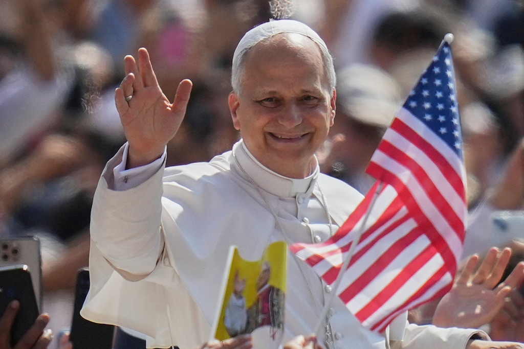 (Alessandra Tarantino | AP) Pope Leo XIV arrives for his weekly general audience in St. Peter's Square at the Vatican in June 2025.