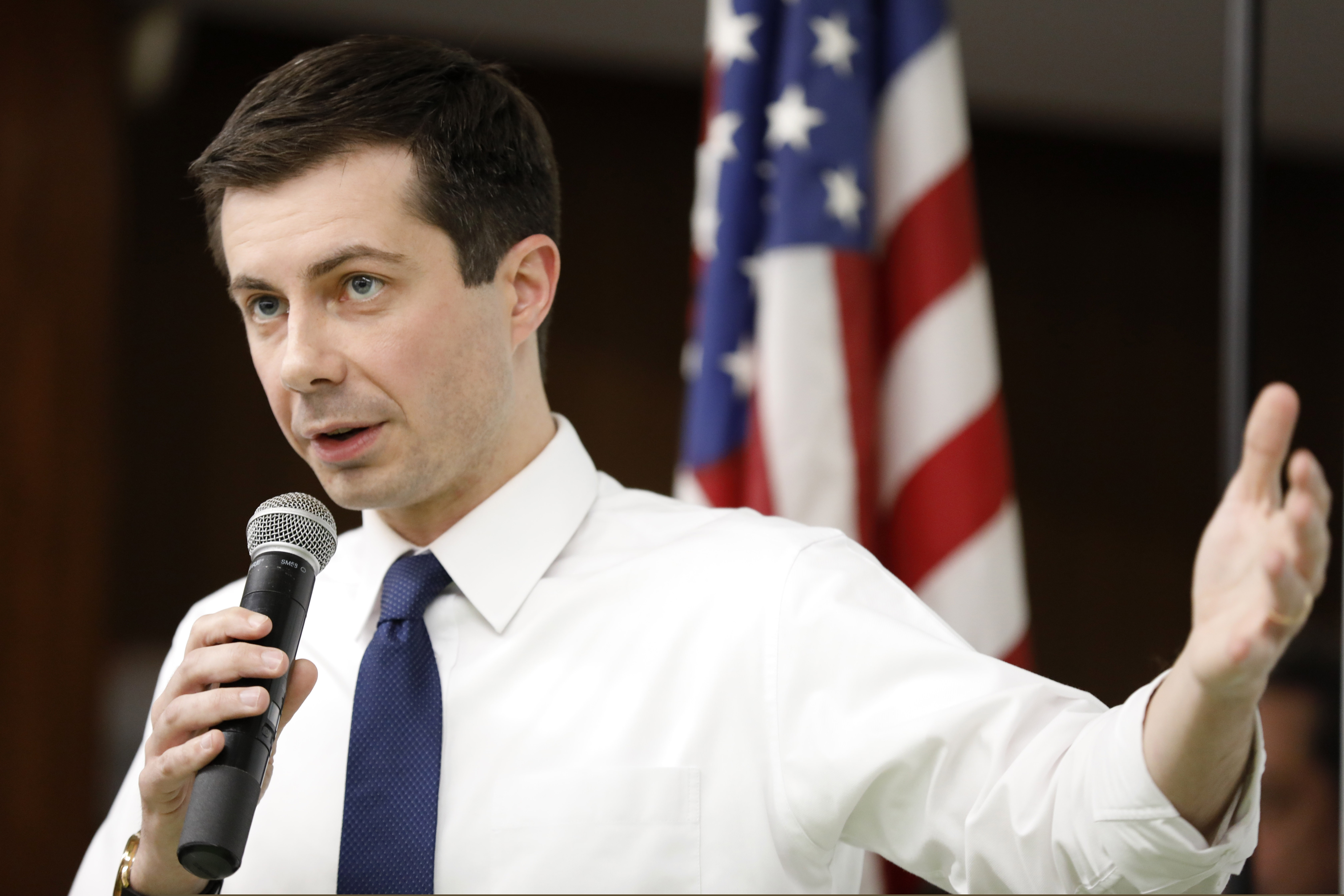 2020 Democratic presidential candidate South Bend Mayor Pete Buttigieg speaks during a town hall meeting, Tuesday, April 16, 2019, in Fort Dodge, Iowa. (AP Photo/Charlie Neibergall)