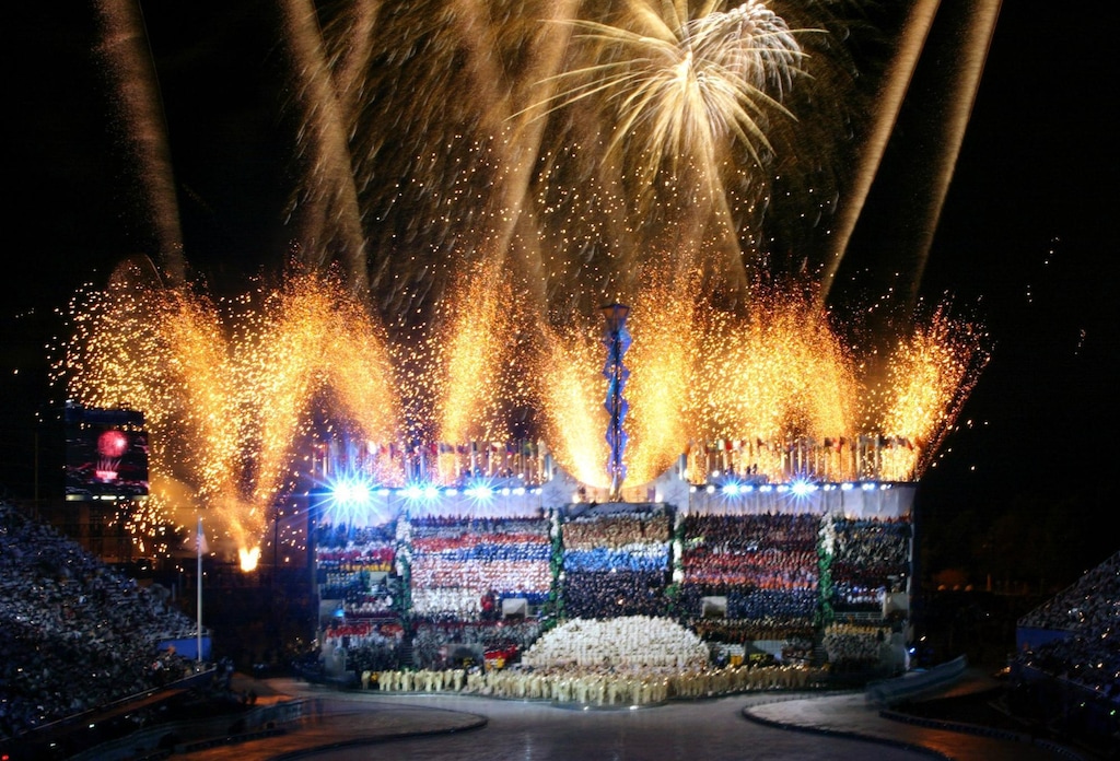 (AP Photo/Frank Gunn, File) Fireworks burst over the athlete tribune at the Rice-Eccles Olympic Stadium in Salt Lake City during the opening ceremonies Feb. 8, 2002, for the 2002 Olympic Winter Games. An exploratory committee has voted to recommend that Utah  bid to host another Winter Olympics in 2030.