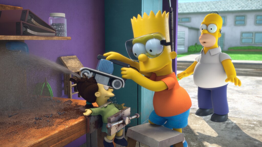 (Image courtesy of Fox) Bart and Homer in the "Toy Gory" segment of "The Simpsons'" "Treehouse of Horror XXXI" episode.