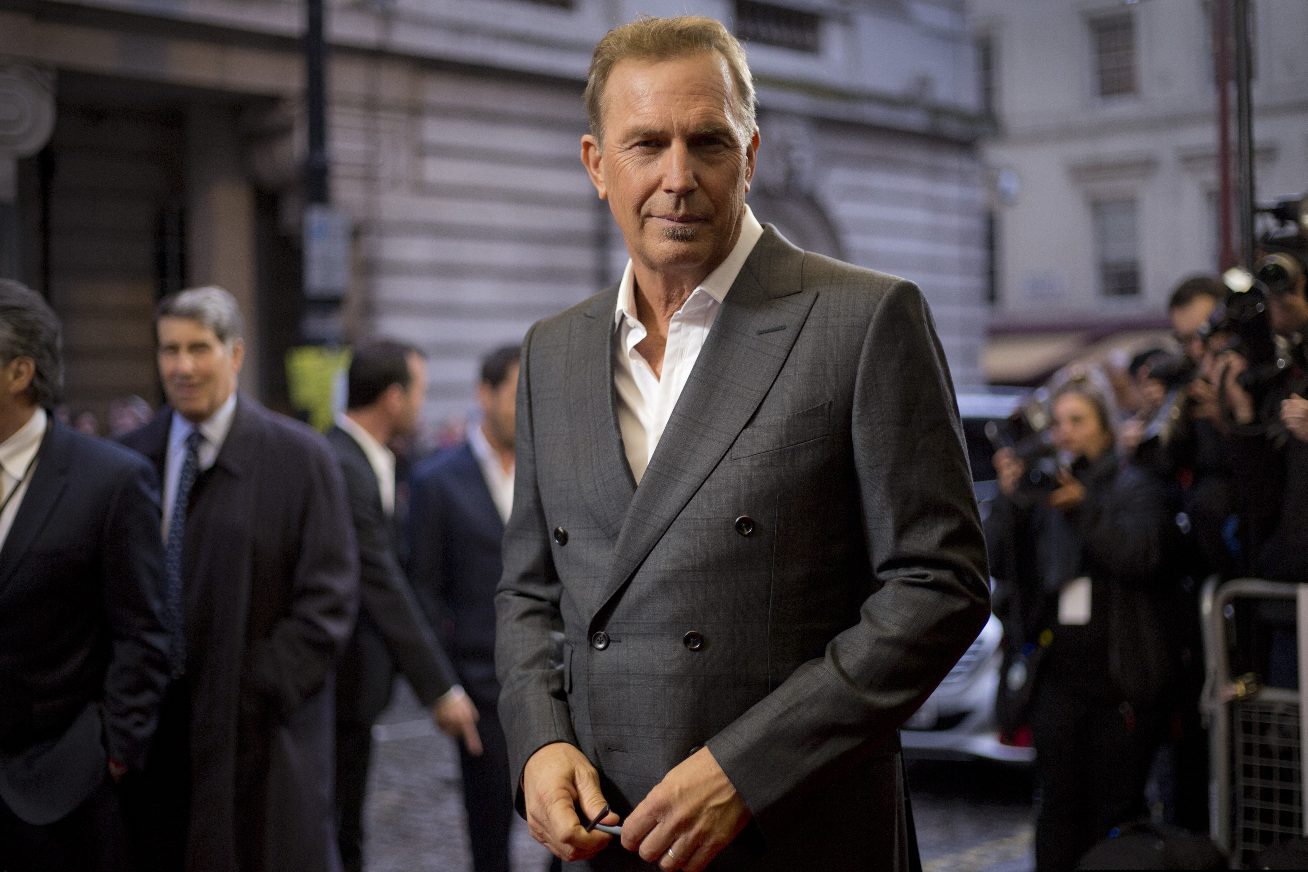 FILE - Actor Kevin Costner arrives at the premiere of "Criminal" on April 7, 2016. Costner turns 66 on Jan. 18. (Photo by Joel Ryan/Invision/AP, File)