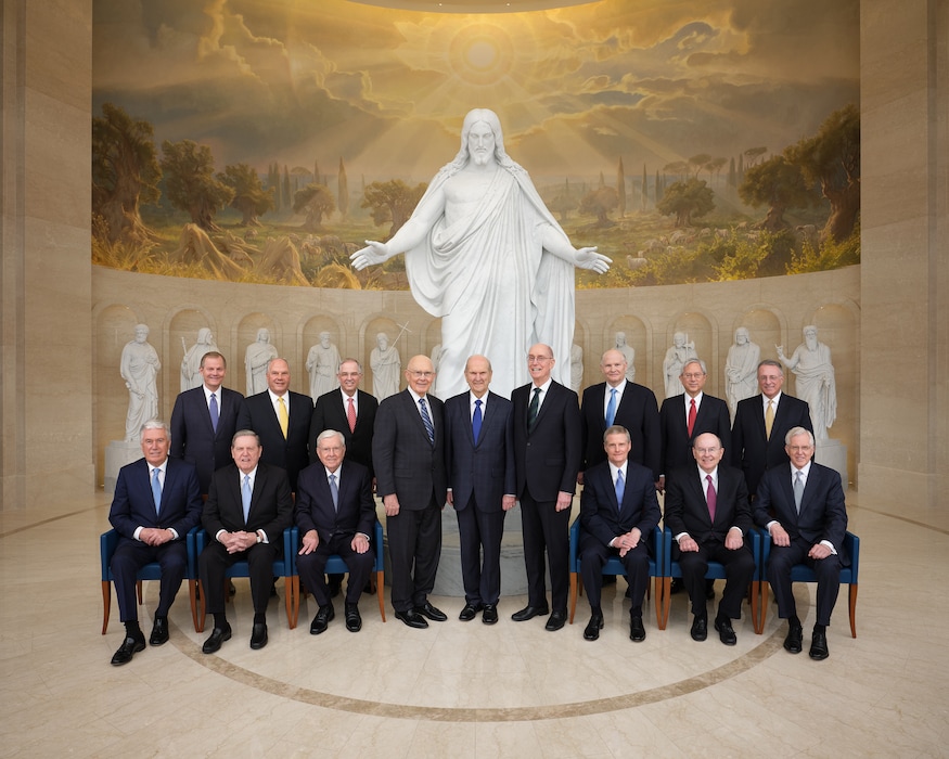 (Photo courtesy of The Church of Jesus Christ of Latter-day Saints)
The First Presidency and Quorum of the Twelve Apostles in the Rome Italy Temple Visitors' Center in 2019. A new blog explores what each apostle would be like if he became the church president.