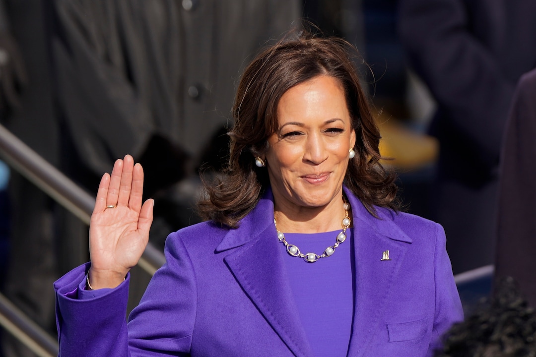 Kamala Harris is sworn in as vice president by Supreme Court Justice Sonia Sotomayor as her husband Doug Emhoff holds the Bible during the 59th Presidential Inauguration at the U.S. Capitol in Washington, Wednesday, Jan. 20, 2021. (AP Photo/Andrew Harnik)