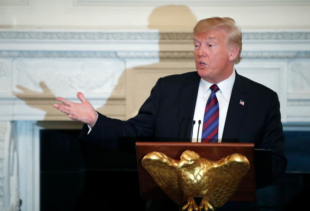 (Alex Brandon | AP file photo)President Donald Trump speaks during a dinner for evangelical leaders in the State Dining Room of the White House, Monday, Aug. 27, 2018, in Washington.