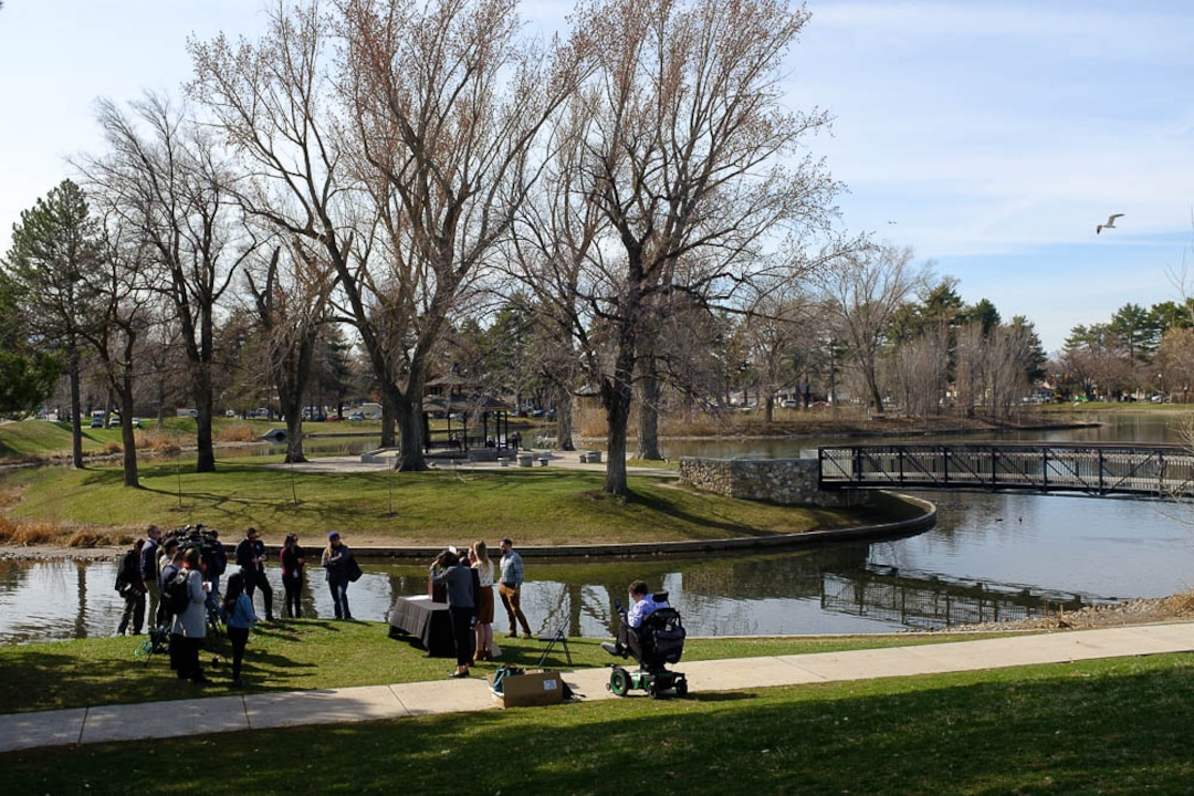 (Trent Nelson | The Salt Lake Tribune)  Stacy Sanford, health policy analyst for the Utah Health Policy Project, talks about Utah's "bridge" Medicaid expansion program at a news conference in Salt Lake City's Liberty Park on Monday April 1, 2019.