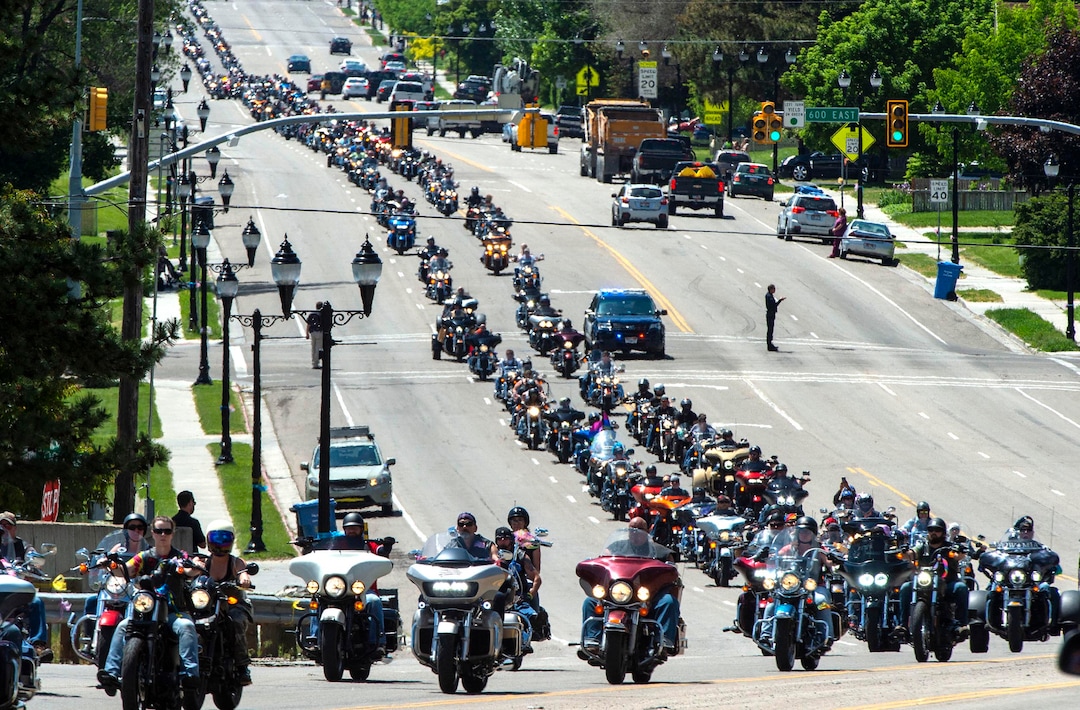 (Rick Egan  |  The Salt Lake Tribune)    motorcycles lead the funeral procession for five-year-old Elizabeth Shelley from Nyman Funeral Home to the Logan Cemetery. Elizabeth was allegedly killed by her uncle in Logan last week. Tuesday, June 4, 2019.