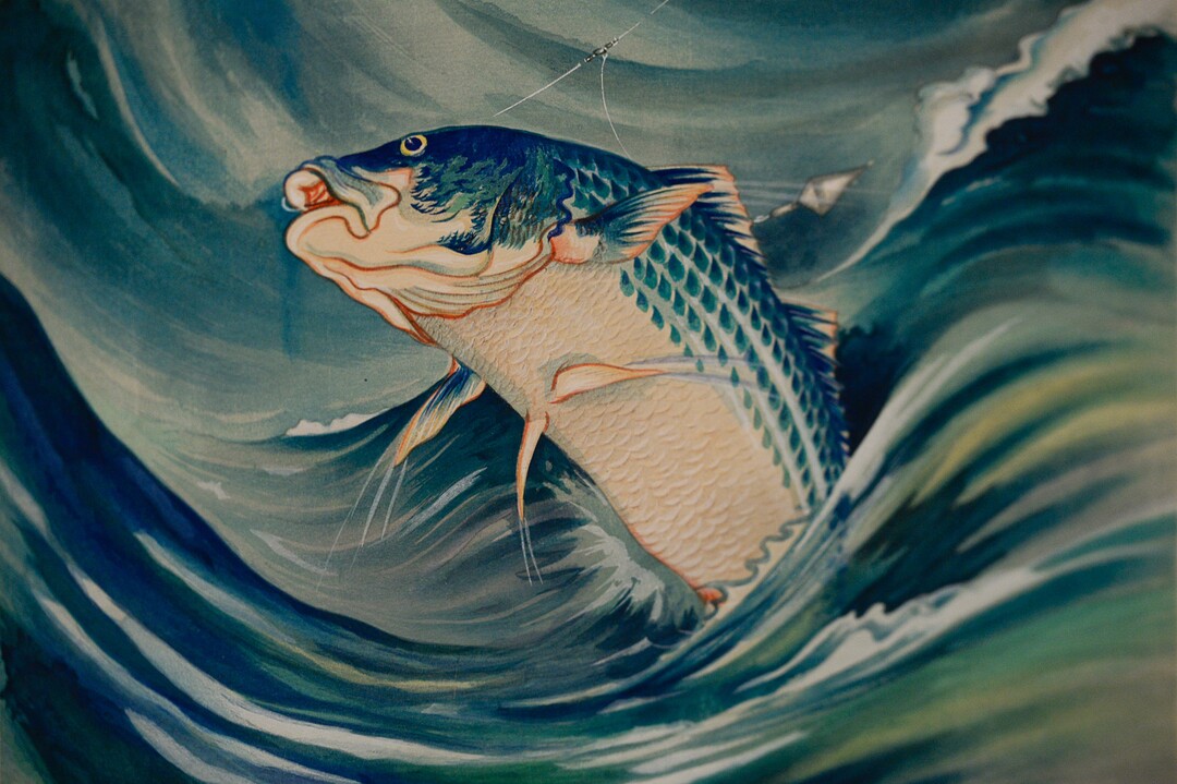 (Francisco Kjolseth  |  The Salt Lake Tribune)   The Utah Museum of Fine Art hosts "Chiura Obata: An American Modern," major touring retrospective of Japanese-American artist (1885-1975), whose work captured Western landscapes and his time at the Topaz War Relocation Center (internment camp) during World War II. Exhibit opens Friday, May 25. Pictured is Striped Bass, from World Landscapes Series, "America", 1930.