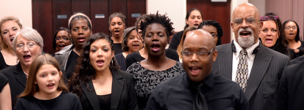 (Al Hartmann | The Salt Lake Tribune)
A choir for the Genesis Group, a support congregation for Black Latter-day Saints, rehearses in 2016. Matthew Harris' new book, “Second-Class Saints: Black Mormons and the Struggle for Racial Equality,” examines the faith's former priesthood/temple ban from its racist roots to the decades after its removal.