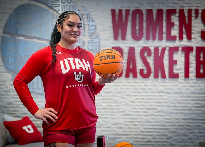 (Bethany Baker | The Salt Lake Tribune) Utah Utes forward Alissa Pili stands for a portrait at the University of Utah in Salt Lake City on Tuesday, Feb. 27, 2024.
