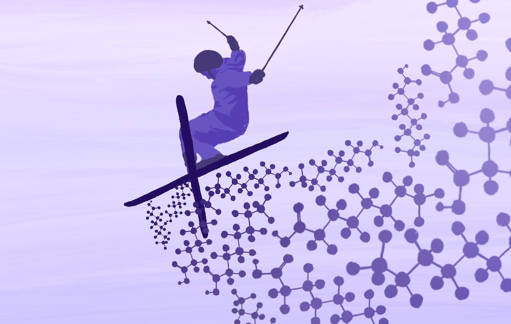 (Illustration by Christopher Cherrington  |  The Salt Lake Tribune) A study finds soil at ski areas have elevated levels microplastics believed to be left by ski and snowboard wax.