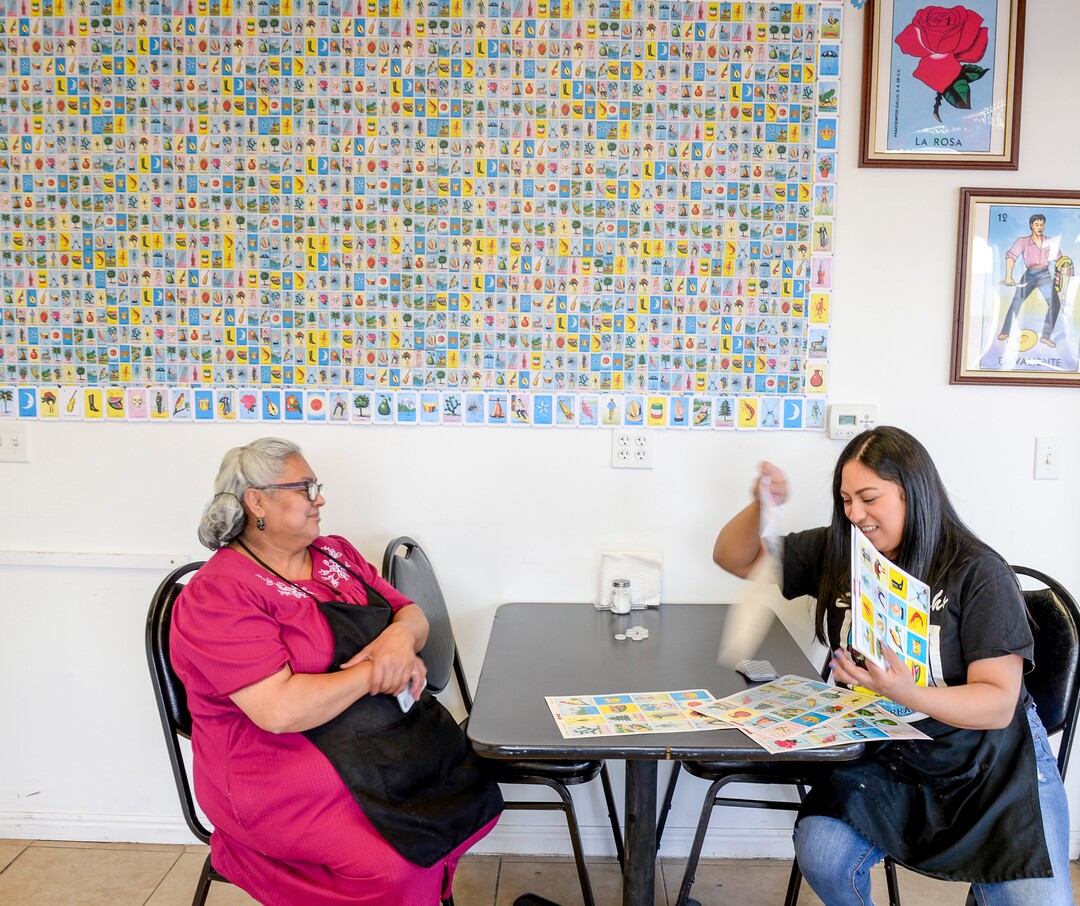 Leah Hogsten  |  The Salt Lake Tribune  l-r Taqueria Los Lee owner Rosa Lee takes a break from cooking to visit with her daughter Ani Anderson.