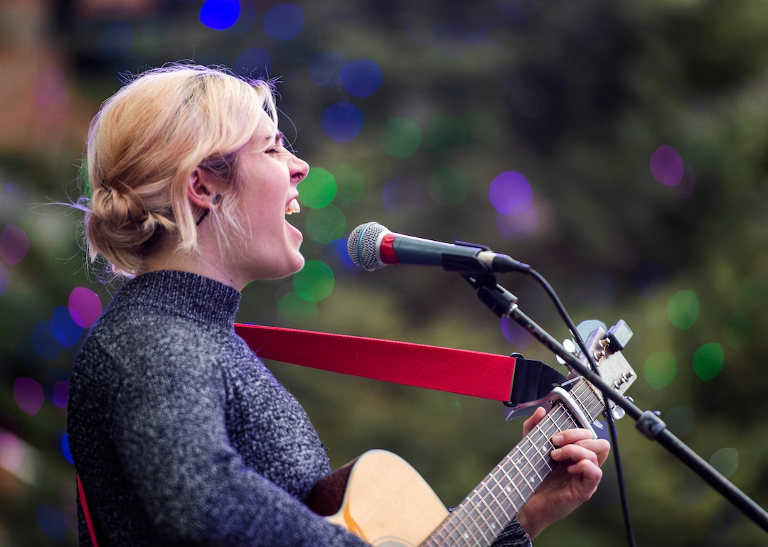 (Rick Egan  |  The Salt Lake Tribune)       Michelle Goodman performs at the second annual Made in Utah Winter Fest at The Gateway.  The free festival includes local artists, musicians, artisans, breweries, distilleries, food trucks, and other local businesses, to help promote shopping locally for holidays. The Utah Winter Fest continues December 21 & 22. Sunday, Dec. 15, 2019.