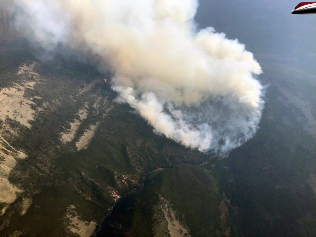(Photo courtesy of InciWeb) The East Fork Fire burns in the High Uintas Wilderness on Friday, Aug. 21, 2020.