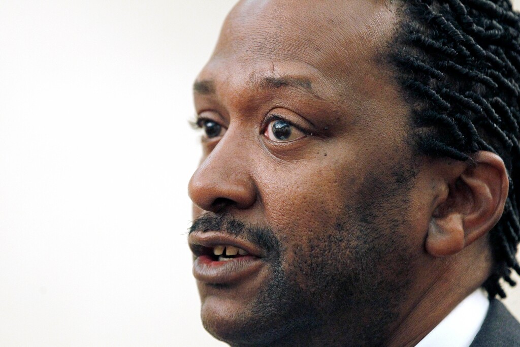 (AP Photo/Rogelio V. Solis) In this Thursday, June 14, 2012 file photo, James Stern of Jackson, Miss., at a news conference in Jackson, Miss. One of the largest and oldest neo-Nazi groups in the U.S. appears to have an unlikely new leader: Stern, a black activist who has vowed to dismantle it.