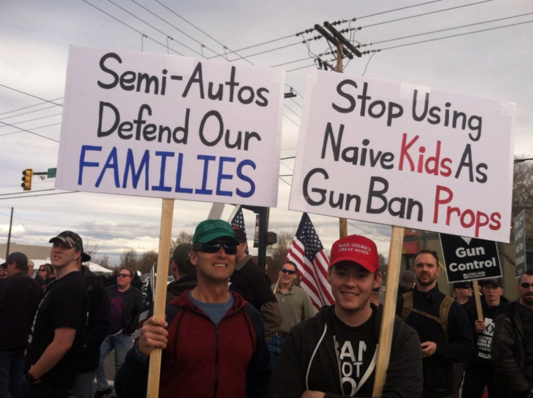 (Courtney Tanner | The Salt Lake Tribune) Trevor Steele, right, is a high school student who says banning guns is not the solution to mass shootings.