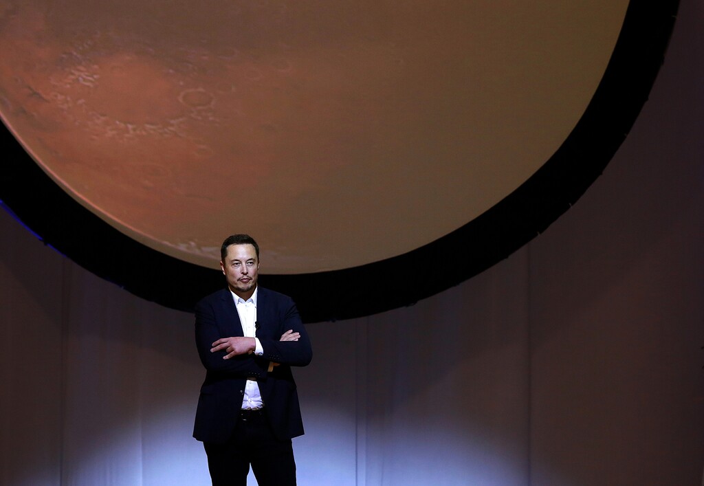(Susana Gonzalez | Bloomberg) Elon Musk, chief executive officer for Space Exploration Technologies Corp. (SpaceX), pauses while speaking during the 67th International Astronautical Congress (IAC) in Guadalajara, Mexico, on Sept. 27, 2016.