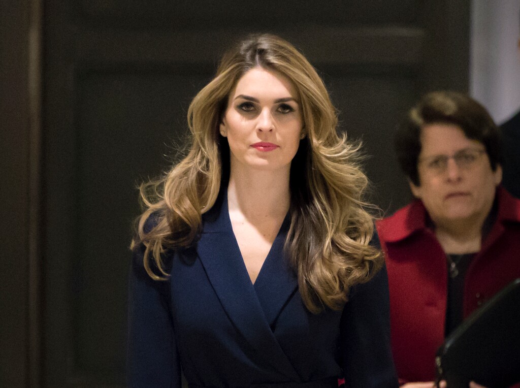 In this Feb. 27 2018 photo, White House Communications Director Hope Hicks, one of President Trump's closest aides and advisers, arrives to meet behind closed doors with the House Intelligence Committee, at the Capitol in Washington. Hicks is resigning. In a statement, the president praises Hicks for her work over the past three years and says he "will miss having her by my side." The news comes a day after Hicks was interviewed for nine hours by the panel investigating Russian interference in the 2016 election and contact between Trump's campaign and Russia.  (AP Photo/J. Scott Applewhite)