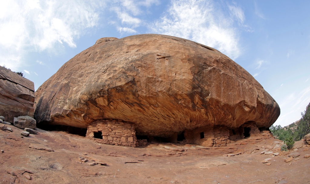 FILE - This June 22, 2016, file photo, shows the "House on Fire" ruins in Mule Canyon, which is part of Bears Ears National Monument, near Blanding, Utah. President Donald Trump is expected Monday, Dec. 4, 2017, to announce plans to shrink Bears Ears National Monument as well as Grand Staircase-Escalante National Monument in Utah that were created by past Democratic presidents. (AP Photo/Rick Bowmer, File)