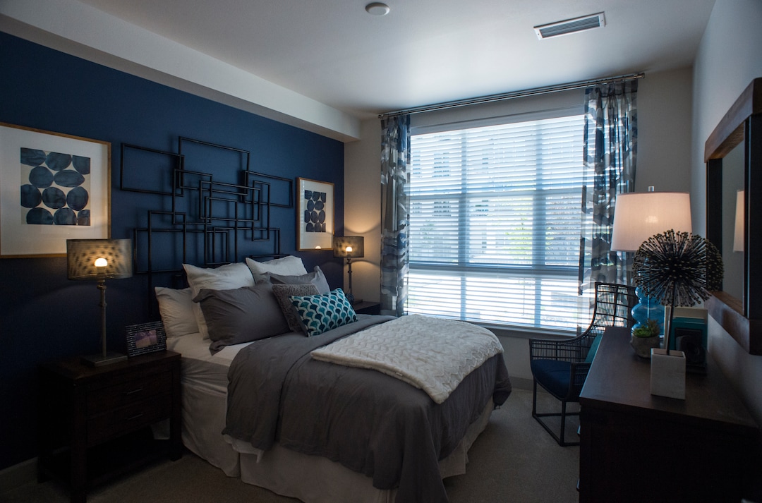 (Rick Egan  |  The Salt Lake Tribune)        Bedroom of an apartment at Alta Gateway Station located at 505 West 100 South, is the first LEED Platinum certification for a multifamily apartment building in Utah. Wednesday, June 20, 2018.