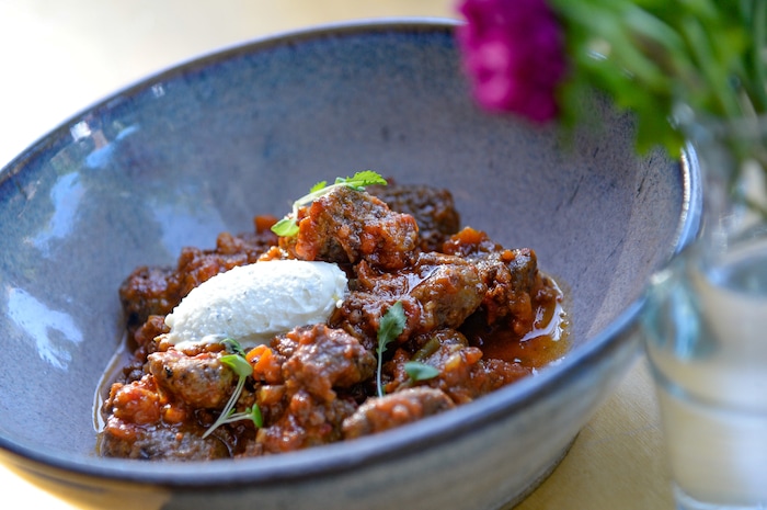 (Francisco Kjolseth  |  The Salt Lake Tribune)  The sourdough gnocchi with house beef bolognese and ricotta at Oquirrh, a new fine-dining restaurant in downtown Salt Lake City at 368 E. 100 South.
