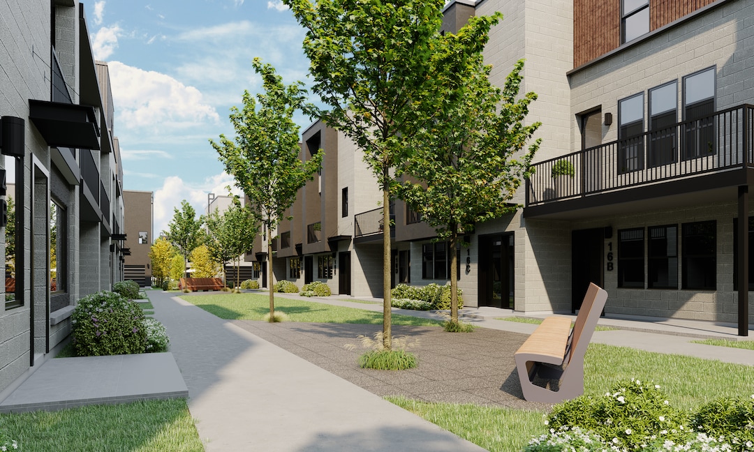(CW Land Co.) A rendering of a pathway, one of the amenities to be offered at theYARD, C.W. Urban's 8.58-acre build-to-rent development in Salt Lake City's Fairpark neighborhood.